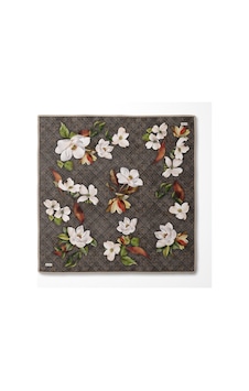 Levidor Çiçek Desenli Twill İpek Eşarp-0942 Siyah-vizon Levidor Çiçek Desenli Twill İpek Eşarp-0942 Siyah-vizon