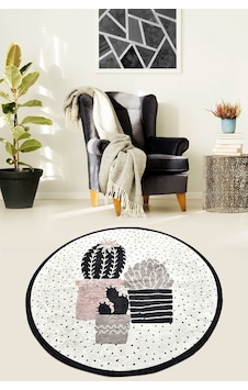 Three Cactus Djt Çap 100 Cm Kaymaz Taban Dekoratif Halı Three Cactus Djt Çap 100 Cm Kaymaz Taban Dekoratif Halı