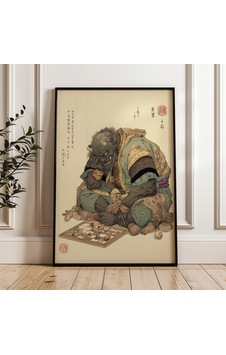 Oni Şeytanı Masa Oyunu Oynuyor Geleneksel Ukiyo-e Dijital Poster İndir