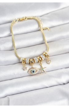 Pirinç Gold Renk Göz Model Charmlı Kadın Bileklik Çok Renkli 47713393 Pirinç Gold Renk Göz Model Charmlı Kadın Bileklik Çok Renkli 47713393