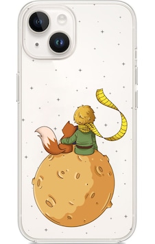 Apple Uyumlu iPhone 13 - 14 Küçük Prens Gezegen Boa Tasarımlı Baskılı Silikon Kılıf Renkli