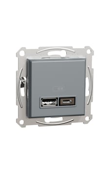 Schneider Eph2700362 Asfora Çelik İikili Type C Usb Prizi 2.4 A