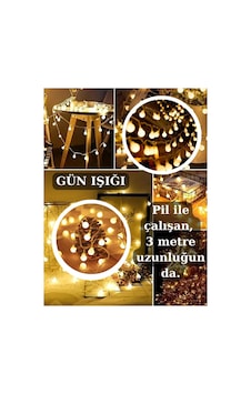 3 Metre Pilli Gün Işığı Top Led Aydınlatma Dekoratif Peri Işık Ev Oda Süsleme Sarı 3 Metre Pilli Gün Işığı Top Led Aydınlatma Dekoratif Peri Işık Ev Oda Süsleme Sarı