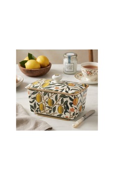 Desenli Porselen Tereyağlık Kapaklı Limon Desenli Tereyağı Kabı Ve Kahvaltılık 16x10x10 Cm Sarı Desenli Porselen Tereyağlık Kapaklı Limon Desenli Tereyağı Kabı Ve Kahvaltılık 16x10x10 Cm Sarı