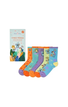 Milk & Moo Milk&moo Jungle Friends Çocuk Çorap Seti 5'li, Beden 27-30, Yumuşak Ve Dayanıklı Kumaş Mavi - Sarı - Beyaz - Gri