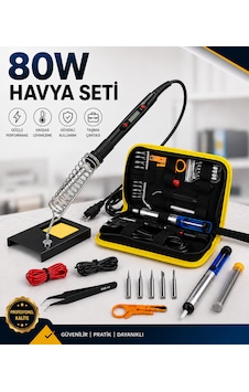 Hvy80 80watt Havya Seti 15 Parça Lehim Ahşap Yakma Kalemi Ayarlanabilir Sıcak Havya Makinesi Başlıkları İle Lehim Makinası