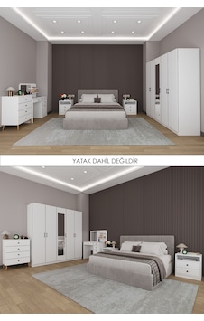Yatak Odası Takımı 5 Parça %100 Mdf Gardırop Şifonyer Makyaj Masası Komodin Ytk02 Yatak Odası Takımı 5 Parça %100 Mdf Gardırop Şifonyer Makyaj Masası Komodin Ytk02
