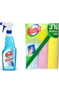 Mintax Cam Temizleyici 1 L + Mintax Mikrofiber Cam Bezi 3'lü