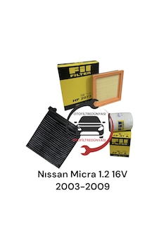 Nissan Micra 1.2 16V (K12) Filtre Bakım Seti 2003-2010 Nissan Micra 1.2 16V (K12) Filtre Bakım Seti 2003-2010