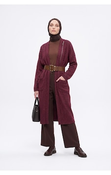 Armine Trend Süs Fermuar Detaylı Simli Fitilli Hırka 115 Cm Boy Bordo 25kt532 Armine Trend Süs Fermuar Detaylı Simli Fitilli Hırka 115 Cm Boy Bordo 25kt532
