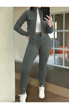 Buğrahayalin Kadın Uzun Kollu Önden Fermuarlı Kısa Modal Ceket Ve Pantolon Ikili Takım Yeşil Buğrahayalin Kadın Uzun Kollu Önden Fermuarlı Kısa Modal Ceket Ve Pantolon Ikili Takım Yeşil