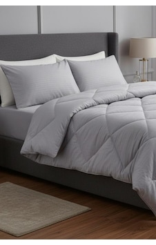 Satin Pollysaten Comforter Çift Kişilik Yorgan Seti Gri Gri Satin Pollysaten Comforter Çift Kişilik Yorgan Seti Gri Gri