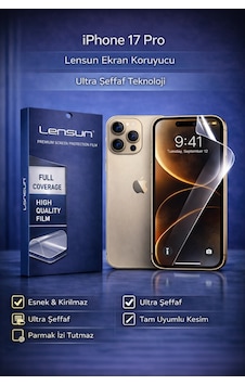 Lensun Apple iPhone Uyumlu 17 Pro Ultra Şeffaf Esnek Ekran Koruyucu Film Lensun Apple iPhone Uyumlu 17 Pro Ultra Şeffaf Esnek Ekran Koruyucu Film