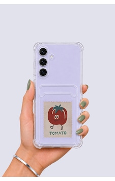 Samsung Uyumlu Galaxy S25 Fe Kartlıklı Tomato Desenli Kılıf Şeffaf Samsung Uyumlu Galaxy S25 Fe Kartlıklı Tomato Desenli Kılıf Şeffaf