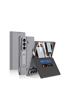 Samsung Galaxy Uyumlu Z Fold 8 Ultra Kılıf Suni Deri Tasarımlı Kalem Bölmeli Kıpta Kartlıklı Standlı Kapak Gri Samsung Galaxy Uyumlu Z Fold 8 Ultra Kılıf Suni Deri Tasarımlı Kalem Bölmeli Kıpta Kartlıklı Standlı Kapak Gri