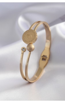 Utterly Good Kadın Kelepçe Bileklik Gold Renk Çeyrek Altın Zirkon Taş Detaylı 316l Çelik Çok Renkli Utterly Good Kadın Kelepçe Bileklik Gold Renk Çeyrek Altın Zirkon Taş Detaylı 316l Çelik Çok Renkli