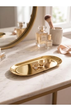 The Mia Linea Oval Çelik Servis Tabağı Gold 18 X 8 Cm The Mia Linea Oval Çelik Servis Tabağı Gold 18 X 8 Cm