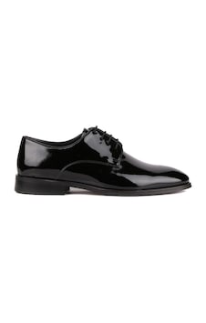 Shoetyle - Siyah Rugan Deri Bağcıklı Erkek Klasik Ayakkabı 250-2239-1232 Siyah