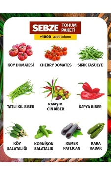 Tohum Dünyam 10 Çeşit Sebze Tohum Paketi 1000 Tohum Tohum Dünyam 10 Çeşit Sebze Tohum Paketi 1000 Tohum