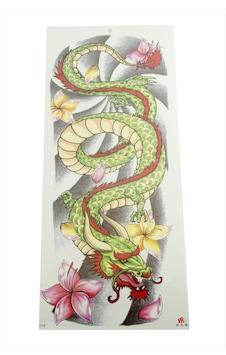 Ejderha - 935 - Tattoo Kol - Flzdgnkr - Dövme Sticker-yeşil