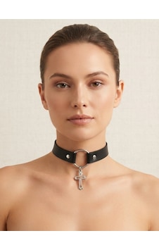 Siyah Pu Deri Haç Figürlü Choker Kolye Gümüş Renk Halka Detaylı Gotik Tarz Kadın Kolye Gtk66 Gümüş Siyah Pu Deri Haç Figürlü Choker Kolye Gümüş Renk Halka Detaylı Gotik Tarz Kadın Kolye Gtk66 Gümüş