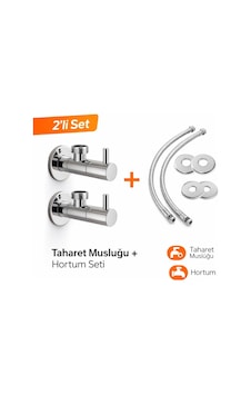 Viosa Çubuk Kollu Klozet Flex Bağlantı Takımı 2 Adet 50 Cm Flex Hortum 2 Adet Klozet Taharet Musluğu Ayna Dahil Krom