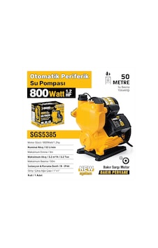 Sgs5385 - Otomatik Periferik Su Pompası 800 Watt 1.2 Hp - 50 Metre - Bakır Sargı Sgs5385 - Otomatik Periferik Su Pompası 800 Watt 1.2 Hp - 50 Metre - Bakır Sargı