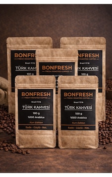 Bonfresh Türk Kahvesi - Brazil 17/18 - %100 Arabica - 100gr 5 Li Paket 5x100gr İnce Öğütülmüş