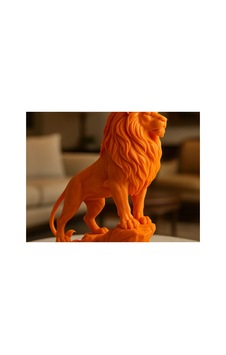 Aslan Figürü Turuncu 3d Baskı 12cm Turuncu Aslan Figürü Turuncu 3d Baskı 12cm Turuncu