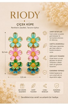 Riody Renkli Çiçek Küpe Gold Detaylı Sallantılı Kadın Küpe Hafif Şık Günlük Ve Özel Gün Takısı Çok renkli Riody Renkli Çiçek Küpe Gold Detaylı Sallantılı Kadın Küpe Hafif Şık Günlük Ve Özel Gün Takısı Çok renkli