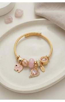 Ve Fil Model Pembe Charmlı Bileklik Açık Mavi Ve Fil Model Pembe Charmlı Bileklik Açık Mavi
