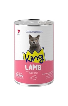 King Sos İçerisinde Et Parçacıklı Kuzu Etli Yetişkin Kedi Konservesi 400gr King Sos İçerisinde Et Parçacıklı Kuzu Etli Yetişkin Kedi Konservesi 400gr