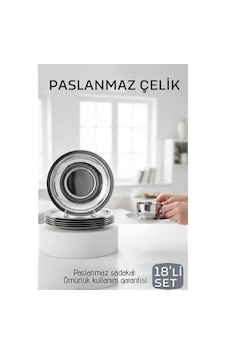Zenvac Paslanmaz Çelik Çay Tabağı Seti - Premium 304 Kalite 18 Parça Lüks Aynalı Parlaklık Ve Modern Tasarım Z Renkli