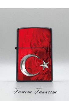 Türk Bayrağı - Benzinli Metal Çakmak Uv Baskı Türk Bayrağı - Benzinli Metal Çakmak Uv Baskı