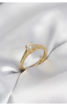 Tek Taş Gold Renk Zirkon Taşlı Model Kadın Yüzük Gümüş - Altın 36726066 Tek Taş Gold Renk Zirkon Taşlı Model Kadın Yüzük Gümüş - Altın 36726066