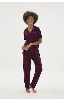 Kocabey Kkt-26158k Kadın Apaj Yaka Düğmeli Pijama Takımı Mürdüm Kocabey Kkt-26158k Kadın Apaj Yaka Düğmeli Pijama Takımı Mürdüm