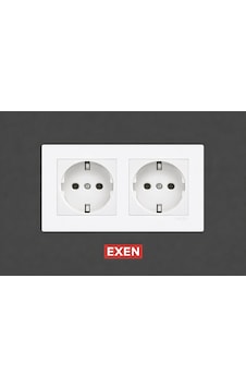 Exen Beyaz 2'li Set Topraklı Priz+topraklı Priz Modern Seri Priz Exen Beyaz 2'li Set Topraklı Priz+topraklı Priz Modern Seri Priz