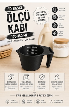 3d Baskı 100-150 Ml Ölçü Kabı Çamaşır Deterjanı, Toz Ve Granül Ölçü Kabı Gıda Uyumlu Pla - Siyah Diğer 3d Baskı 100-150 Ml Ölçü Kabı Çamaşır Deterjanı, Toz Ve Granül Ölçü Kabı Gıda Uyumlu Pla - Siyah Diğer
