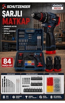 F11 Şarjlı Armut Matkap Darbeli Kömürsüz Motor 21w 84 Parça Çelik Şanzıman Su Geçirmez Profesyonel Usta Set F11 Şarjlı Armut Matkap Darbeli Kömürsüz Motor 21w 84 Parça Çelik Şanzıman Su Geçirmez Profesyonel Usta Set
