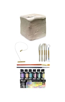 Beyaz Seramik Hamuru 6 Kg Kil Rich Mastermix Akrilik Boya Seti Pastel Renkler 6lı 60cc Set