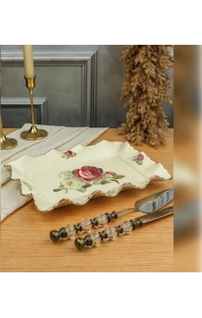 Roykıng Rose Dikdörtgen Sunum Tabağı 31 Cm Krem Roykıng Rose Dikdörtgen Sunum Tabağı 31 Cm Krem