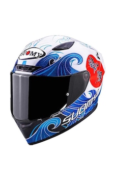 Suomy Motosiklet Kaskı - Track-1 Kask Waves Beyaz - L