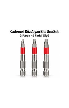 3 Parça Kademeli Düz Alyan Bits Ucu Seti, 9 Farklı Ölçü, Matkap Ve Vidalama Uyumlu 3 Parça Kademeli Düz Alyan Bits Ucu Seti, 9 Farklı Ölçü, Matkap Ve Vidalama Uyumlu