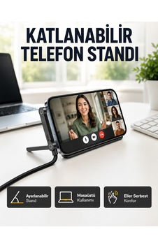 240w Type-c To Type-c Telefon Stand Özellikli Şarj Kablosu 1 240w Type-c To Type-c Telefon Stand Özellikli Şarj Kablosu 1