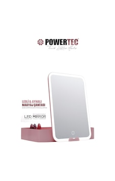 Powertec TR-130 Şarjlı Ledli & Aynalı Taşınabilir Makyaj Çantası Pembe