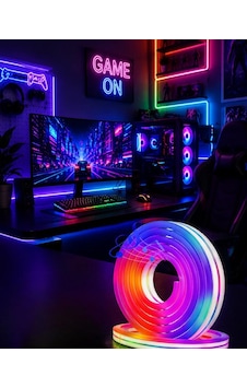 Uygulama Kontrollü Rgb Neon Led Şerit Işık 16 Milyon Renk Destekli Uygulama Kontrollü Rgb Neon Led Şerit Işık 16 Milyon Renk Destekli