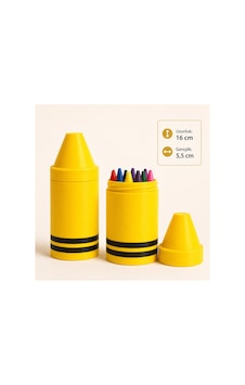 Boya Kalemi Tasarımlı Kalem Kutusu 3d Baskı Kapaklı Masaüstü Kalemlik 16 Cm Sarı Boya Kalemi Tasarımlı Kalem Kutusu 3d Baskı Kapaklı Masaüstü Kalemlik 16 Cm Sarı