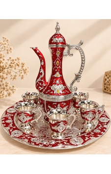 Zemzem Takımı İşlemeli Sürahi Bardak Ve Tepsili Hac Umre Zemzem İkram Seti Kırmızı Zemzem Takımı İşlemeli Sürahi Bardak Ve Tepsili Hac Umre Zemzem İkram Seti Kırmızı