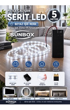 Pilli Led Beyaz Yapışkanlı 5 Metre Butonlu Pil Dahildir Beyaz Beyaz Pilli Led Beyaz Yapışkanlı 5 Metre Butonlu Pil Dahildir Beyaz Beyaz