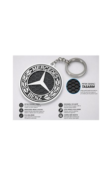 Mercedes-benz Petek Desenli Anahtarlık Beyaz Ve Siyah